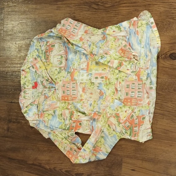 Hanna Andersson Cotton Collared Village Print Top WWW - Picture 1 of 5